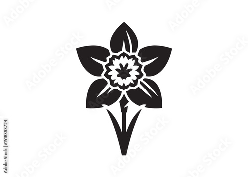 Daffodil flower Silhouette Vector