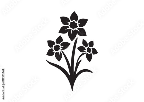 Daffodil flower Silhouette Vector