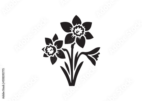 Daffodil flower Silhouette Vector