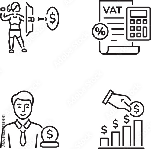 Pack of Business Strategy Outline Style Icons 

