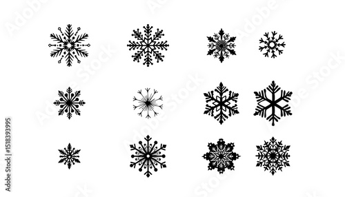 Snowflakes Christmas vector icon set collection