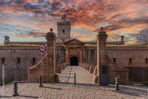 Canvas Print The Montjuic Castle view in Barcelona, Spain