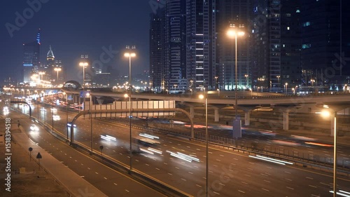 Scenery of a Downtown District during Night Time