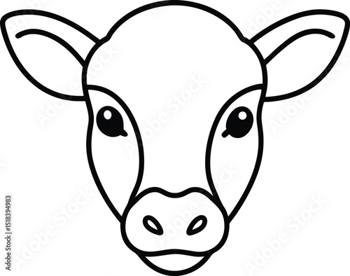 Adorable Calf Illustration Line Art Drawing of a Cute Young Cow