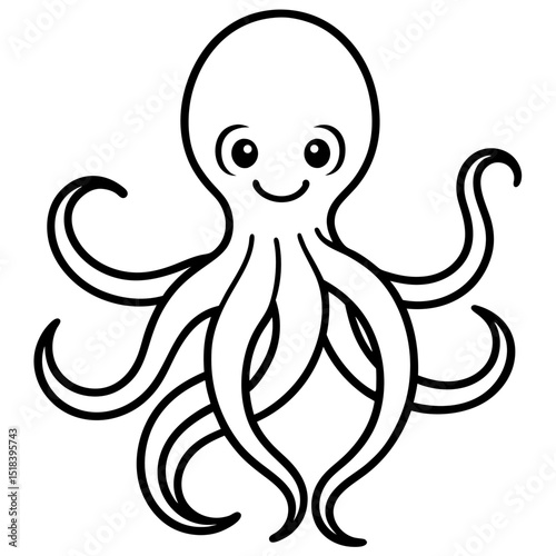 cartoon, animal, octopus, vector, illustration, sea, funny, cute, silhouette, isolated, nature, fish, cat, art, fun, character, drawing, smile, water, happy, icon, ocean, marine, tattoo, black