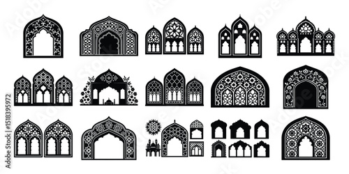 Mughal door silhouette set, Mughal Majesty – Arched Window set