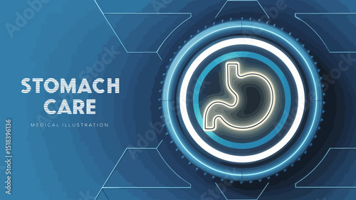 Digital illustration with a medical theme focusing on stomach care.