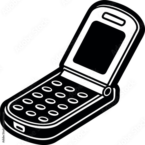 Y2k Style Flip Phone Illustration Shallotte on white background