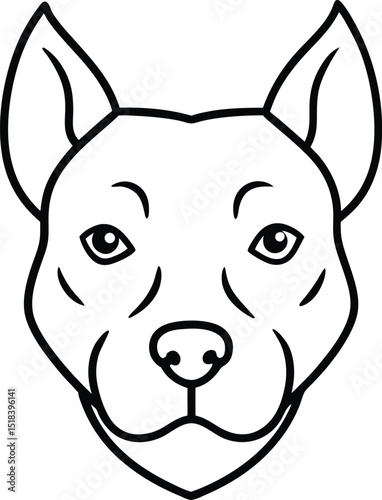 American Pit Bull Terrier Dog Head Line Art Simple, Clean Design