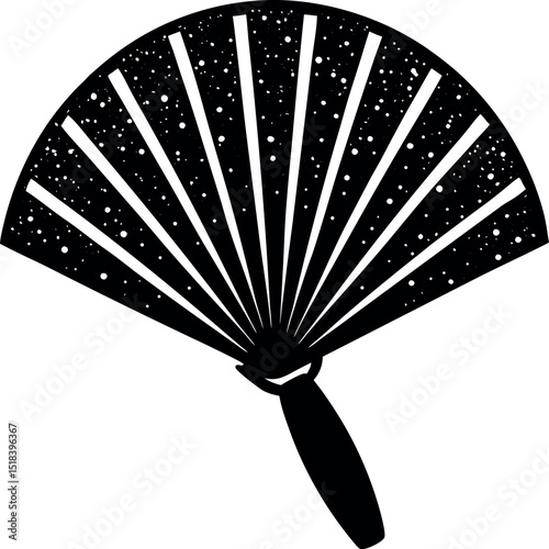 Pop Handheld Fan Vector In Glitter Texture Shallotte on white background