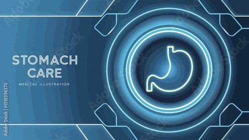 Digital illustration with a medical theme focusing on stomach care.
