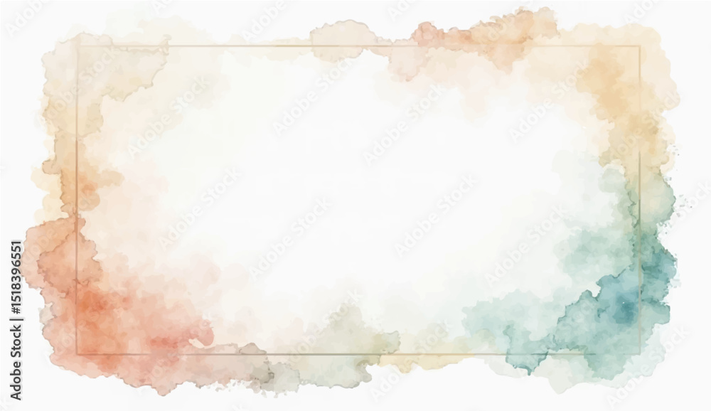 Obraz premium Watercolor border isolated on white, artistic background (4)