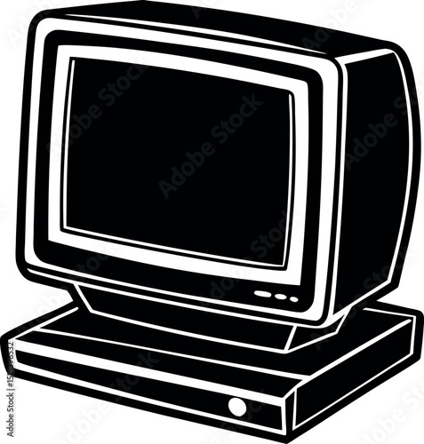 Retro Computer Monitor Icon In Y2k Chrome Shallotte on white background