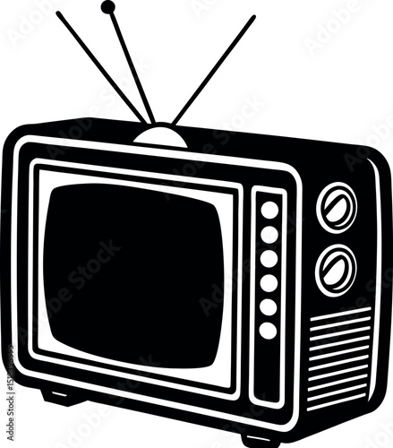 Retro Tv With Antenna In Y2k Design Shallotte on white background