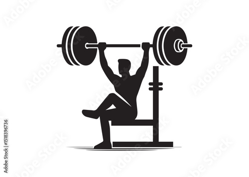 A man sitting on a barbell Silhouette Vector