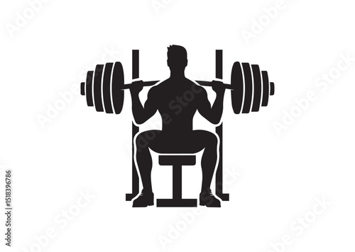 A man sitting on a barbell Silhouette Vector