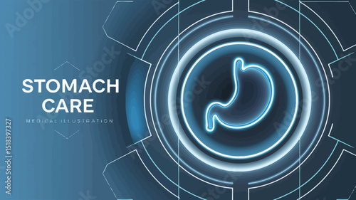 Digital illustration with a medical theme focusing on stomach care.