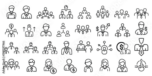 business people icon set