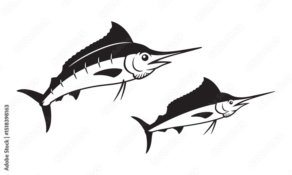 Obraz premium Big Marlin Fish silhouette icon vector