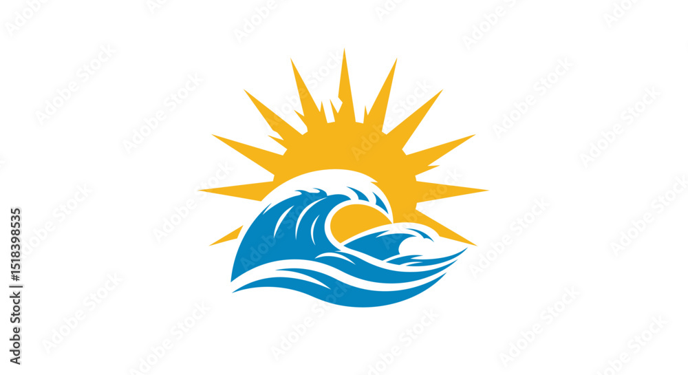 Obraz premium Sunny Ocean Wave Logo Design