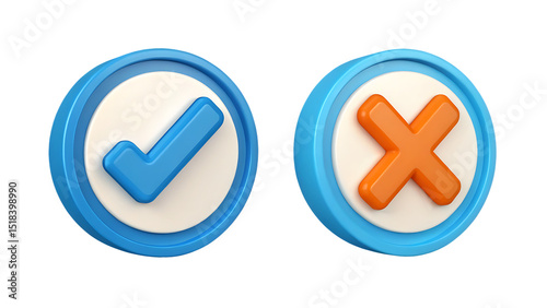 Approval and denial symbols illustrating concepts of right and wrong decisions and choices