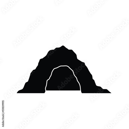 Simple cave entrance black silhouette icon
