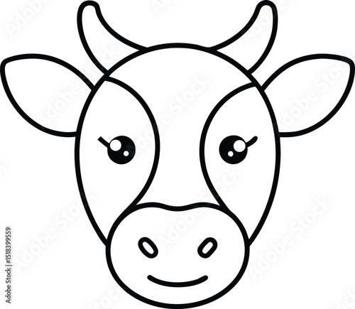 Adorable Cow Face Illustration Cute Cartoon Cow Head Drawing