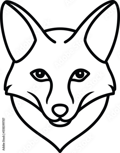 Elegant Line Art Fox Head Minimalist Vector Illustration
