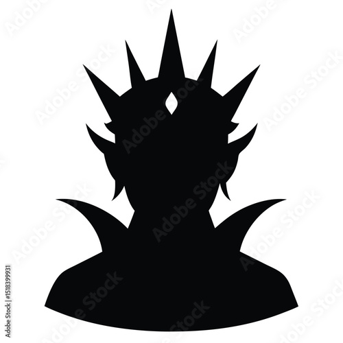 Mysterious silhouette of a crowned dark elf queen
