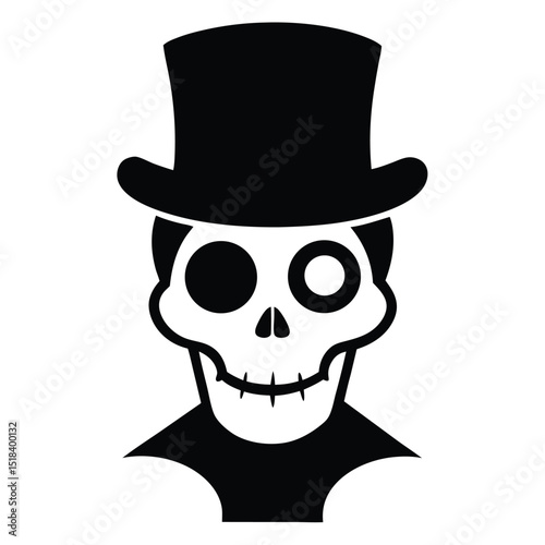 Elegant skull gentleman top hat monocle design