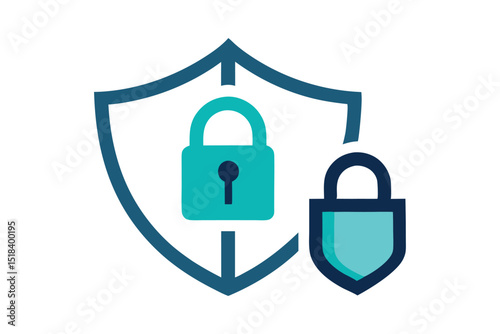 Cybersecurity Lock and Shield Icon Vector in Data Protection Security Design