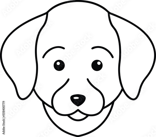 Adorable Puppy Outline Simple Line Drawing of a Cute Dog