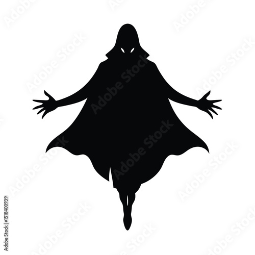 Mysterious hooded figure silhouette supernatural power