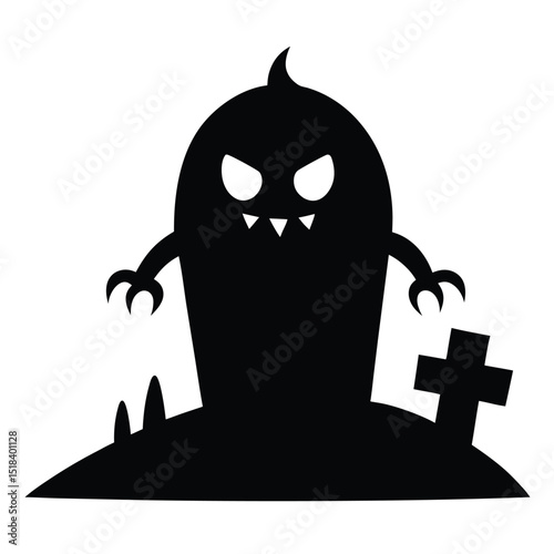 Spooky halloween monster graveyard tombstone design