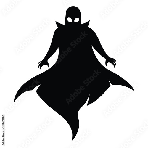 Spooky ghost silhouette halloween design element