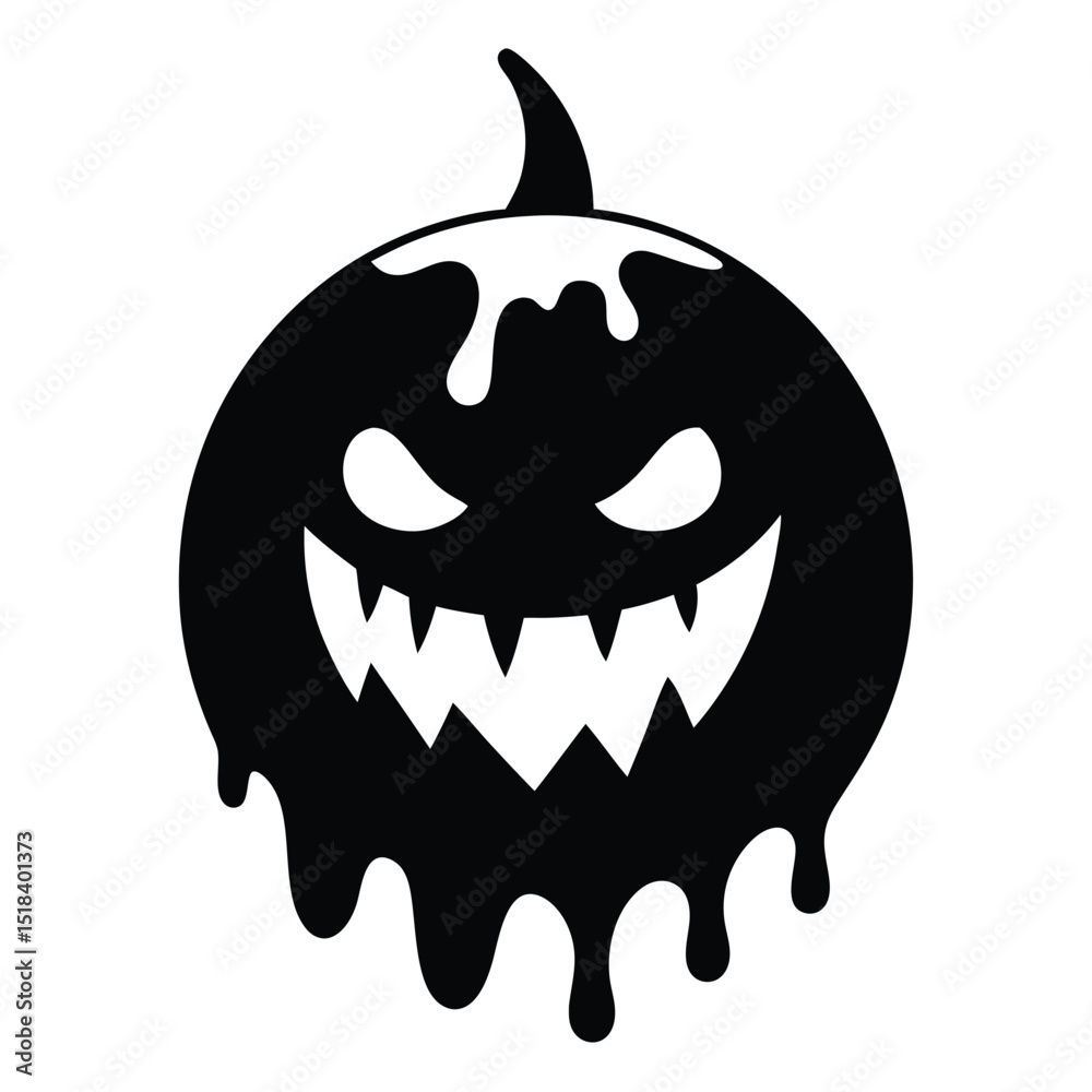 Fototapeta premium Spooky melting halloween pumpkin jack o lantern