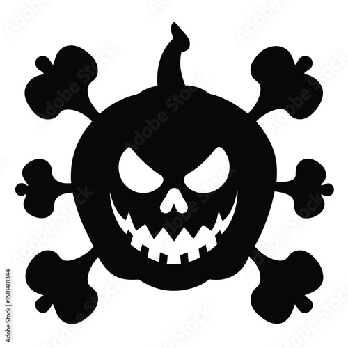 Spooky halloween jack o lantern skull crossbones design