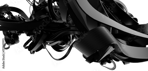 Wallpaper Mural High-resolution image of an abstract 3D render with black shapes and white background. Perfect for modern designs. Torontodigital.ca