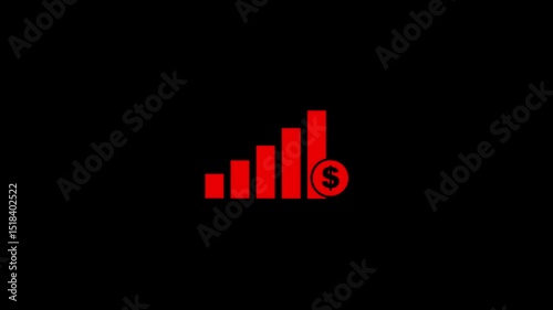 Business growth graph with dollar icon, Financial dollar growth icon. Financial business dollar progress. Financial growing graph chart. financial status of corporate business rise up. Business,