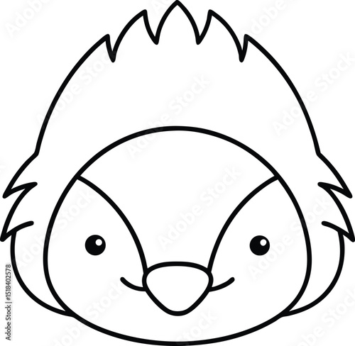 Adorable Cartoon Hedgehog Face Line Art Illustration for Kids