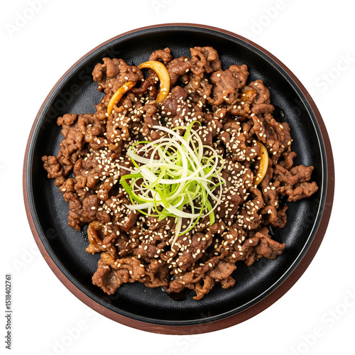 Delicious Bulgogi on a Black Plate