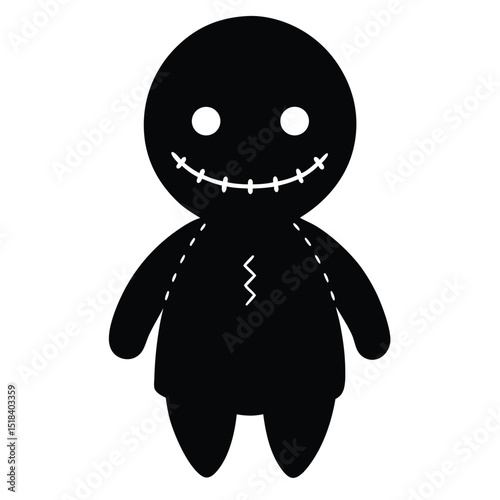 Spooky black voodoo doll halloween illustration