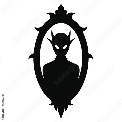Mysterious devilish figure in ornate frame