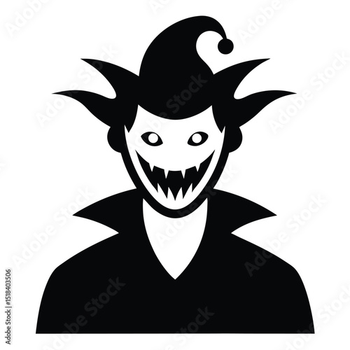 Evil jester halloween spooky scary character icon