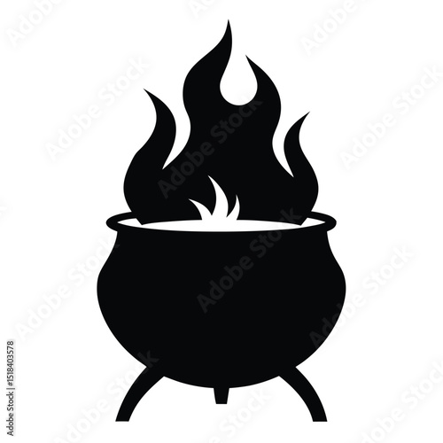 Cauldron over fire halloween witchcraft brewing