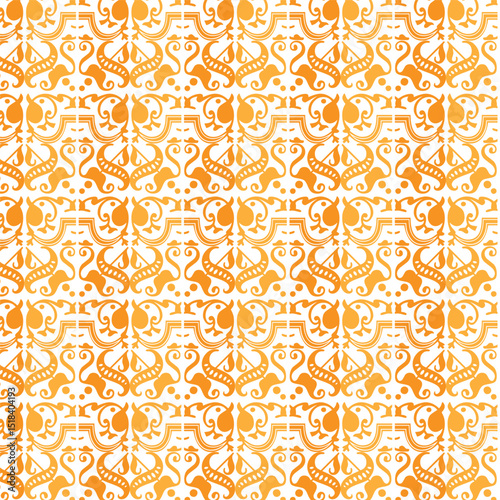 Seamless vector floral pattern with vintage ornamental design and antique textile texture