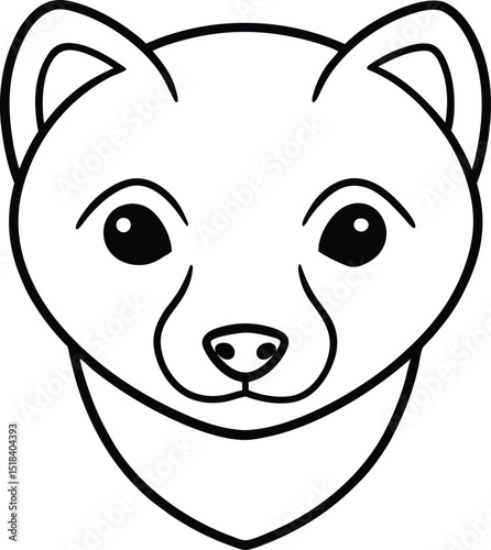 Adorable Animal Head Line Art Simple, Cute, and Clean Illustration of a Weasel-like Creature