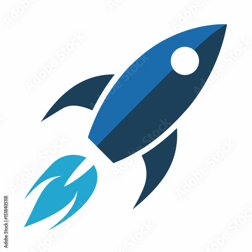 Patriotic firework rocket vector illustration—white background for versatile use in July 4th marketing materials and printable products.