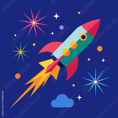Rocket firework vector for July 4th—easy to use on any background, perfect for festive invites, banners, and marketing visuals.