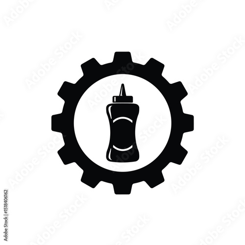 Gear icon with sauce bottle industrial design